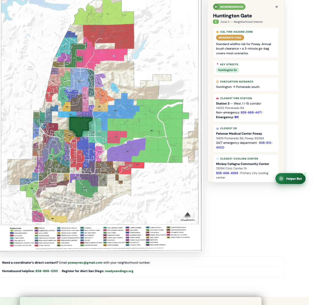 Interactive Poway neighborhood map with a neighborhood detail panel